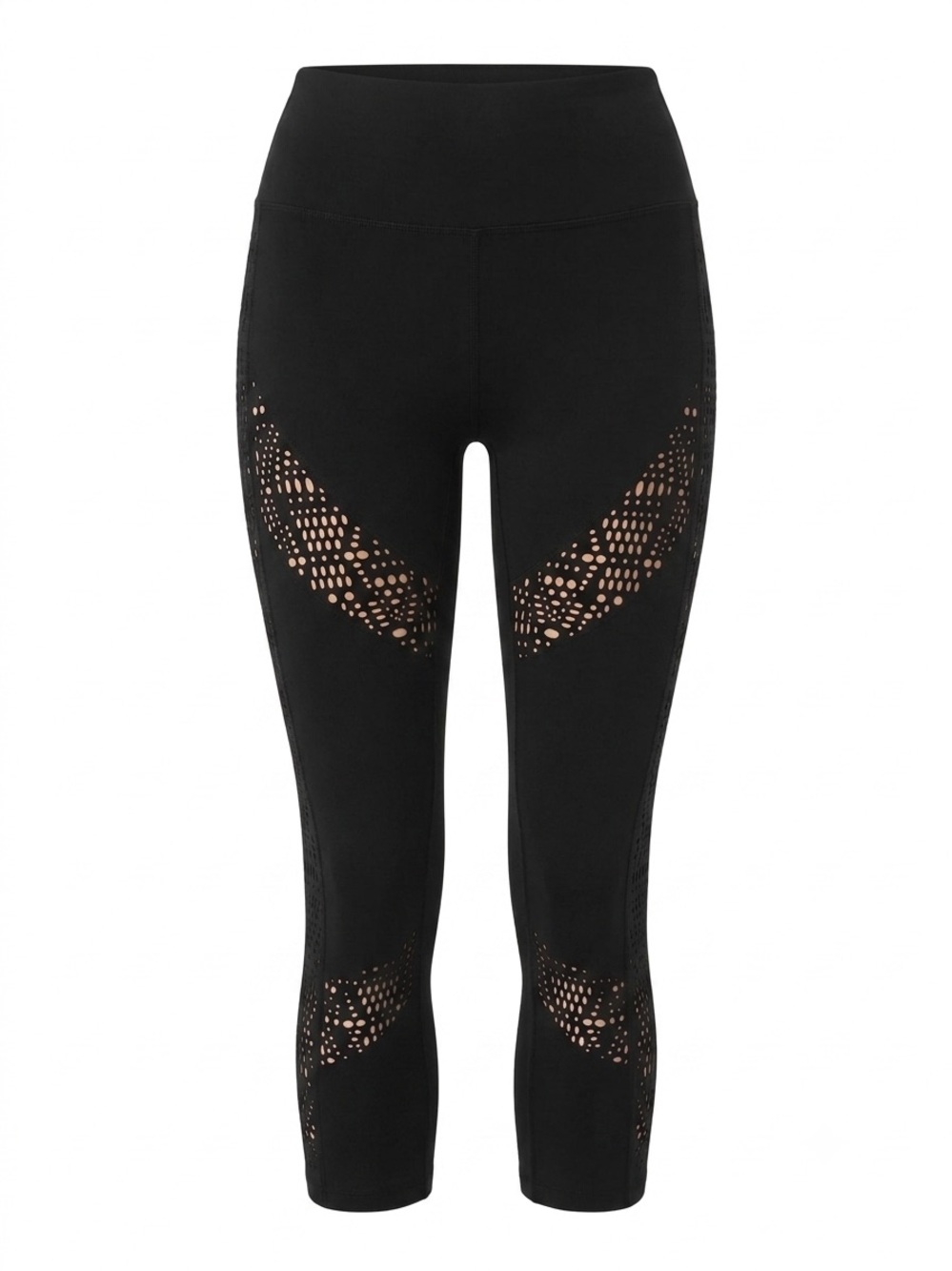 ALO Yoga High Waist Seamless Radiance Capri Leggings Black Nude Lined S